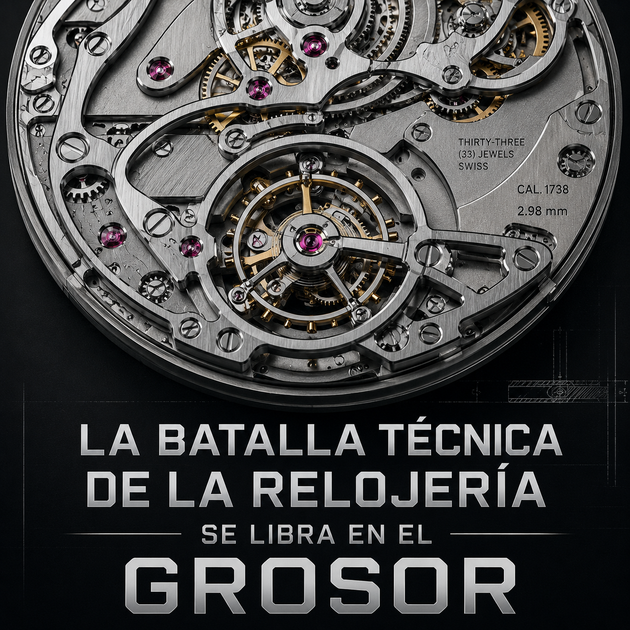 Movimiento de reloj mecánico ultradelgado con tourbillon y engranajes expuestos que ilustra la innovación técnica de 2026