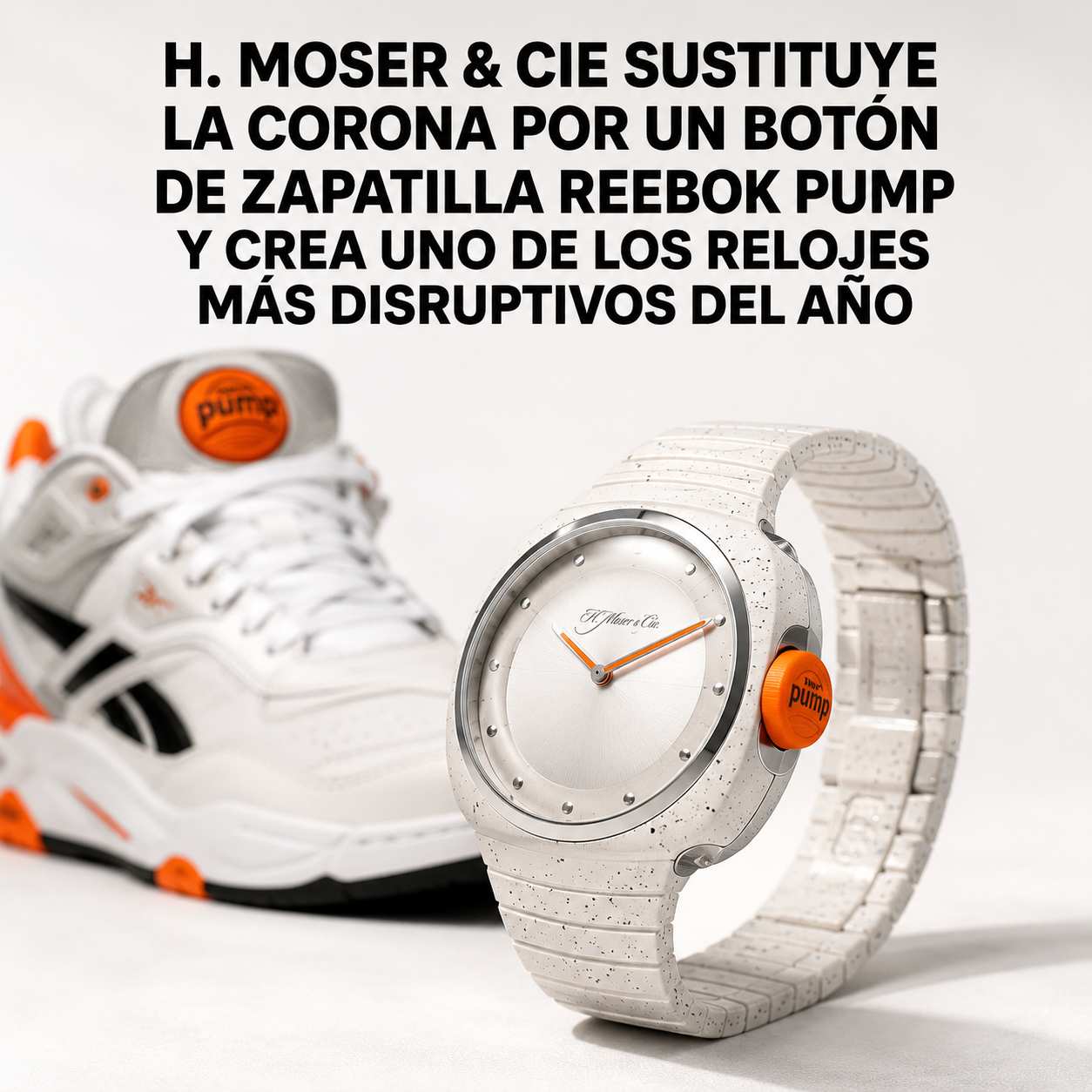 H. Moser & Cie sustituye la corona por un botón de zapatilla Reebok Pump y crea uno de los relojes más disruptivos del año